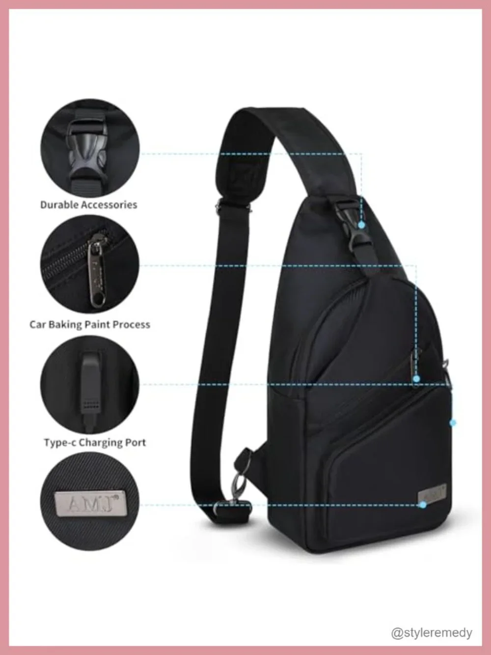 Crossbody Sling Bag Nylon Casual Shoulder Backpack Hiking Travel